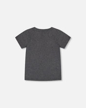 Load image into Gallery viewer, deux par deux Boys Short Sleeve Organic Jersey T-Shirt - Dark Grey Printed Faces
