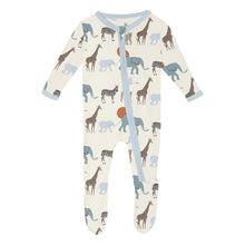 Load image into Gallery viewer, Kickee Pants Baby Footie with Zipper - Natural Just So Animals
