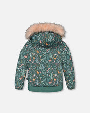 Load image into Gallery viewer, deux par deux Girls Two Piece Snowsuit - Silver Pink Printed Woodland Animals
