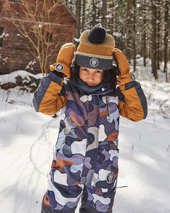 deux par deux Boys One Piece Snowsuit - Dark Gray Printed Camo