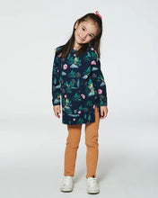 Load image into Gallery viewer, deux par deux Girls Long Sleeve Tunic With Pocket - Navy Printed Bambi
