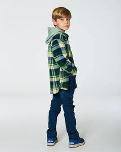 deux par deux Boys Polar Fleece Shirt - Plaid Green