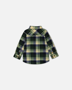 deux par deux Boys Polar Fleece Shirt - Plaid Green