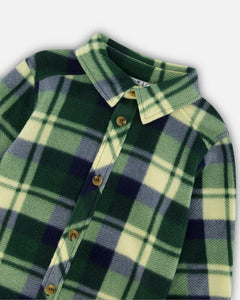 deux par deux Boys Polar Fleece Shirt - Plaid Green