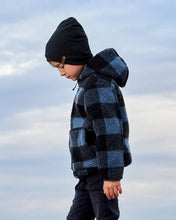 Load image into Gallery viewer, deux par deux Boys Reversible Sherpa Jacket - Blue And Black Plaid
