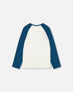 deux par deux Girls Baseball Top With Cat Print