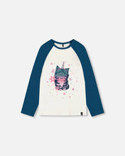 Load image into Gallery viewer, deux par deux Girls Baseball Top With Cat Print
