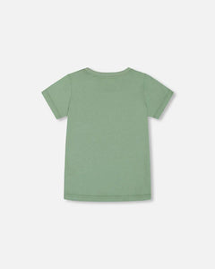 deux par deux Boys Organic Cotton Graphic Tee - Sage And Multi