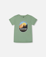 Load image into Gallery viewer, deux par deux Boys Organic Cotton Graphic Tee - Sage And Multi
