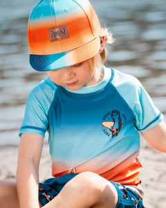 deux par deux Boys Printed Cap - Navy Blue, Turquoise, And Orange