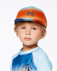 deux par deux Boys Printed Cap - Navy Blue, Turquoise, And Orange