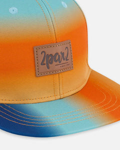 deux par deux Boys Printed Cap - Navy Blue, Turquoise, And Orange