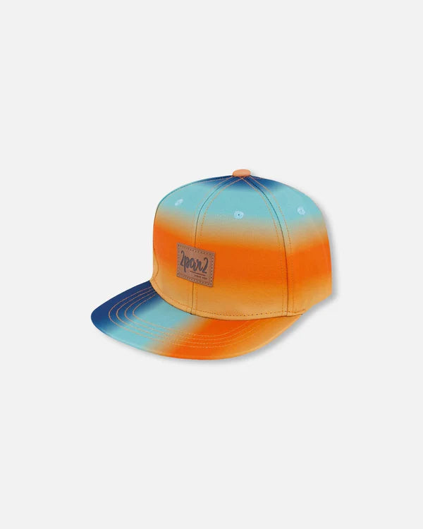 deux par deux Boys Printed Cap - Navy Blue, Turquoise, And Orange