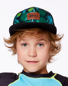 deux par deux Boys Printed Cap - Green Jungle On Black