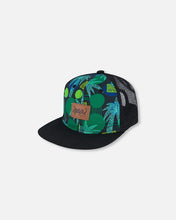 Load image into Gallery viewer, deux par deux Boys Printed Cap - Green Jungle On Black
