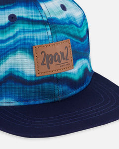 deux par deux Boys Printed Cap - Blue Wave And Black