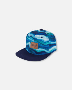 deux par deux Boys Printed Cap - Blue Wave And Black