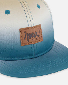 deux par deux Boys Printed Cap - Blueish Grey & Beige Gradient