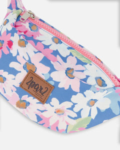 deux par deux Girls Printed Fanny Pack - White, Pink, And Green Flowers