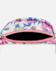 deux par deux Girls Printed Fanny Pack - White, Pink, And Green Flowers