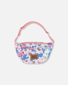 deux par deux Girls Printed Fanny Pack - White, Pink, And Green Flowers