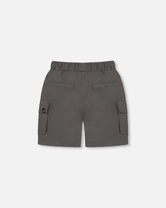 deux par deux Boys Parachute Cargo Pocket Shorts - Dark Grey