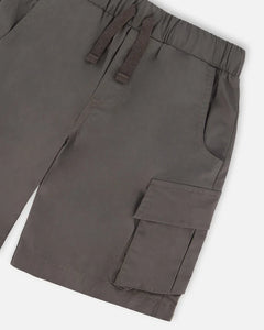 deux par deux Boys Parachute Cargo Pocket Shorts - Dark Grey