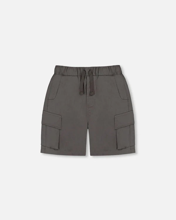 deux par deux Boys Parachute Cargo Pocket Shorts - Dark Grey