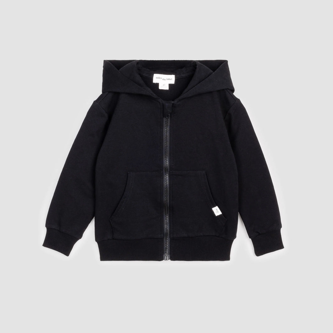 Miles Basics Zip-Up Hoodie - Black