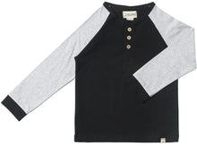 Load image into Gallery viewer, Me &amp; Henry Boys Lugoff Raglan Henley - Black/Grey
