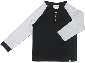 Me & Henry Boys Lugoff Raglan Henley - Black/Grey