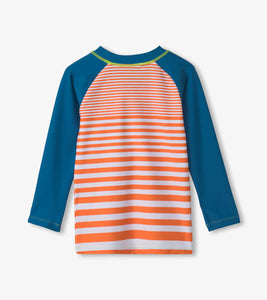 Hatley Boys Orange Stripes Long Sleeve Rashguard