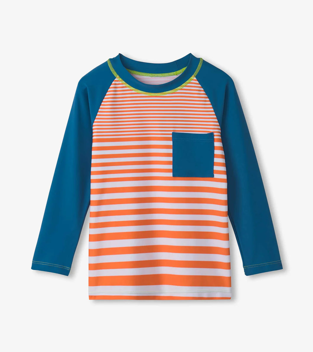 Hatley Boys Orange Stripes Long Sleeve Rashguard