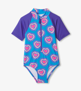 Hatley Girls Glowing Hearts One-Piece Rashguard