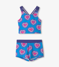 Load image into Gallery viewer, Hatley Girls Glowing Hearts Two-Piece Short Swimsuit
