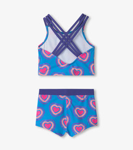 Hatley Girls Glowing Hearts Two-Piece Short Swimsuit