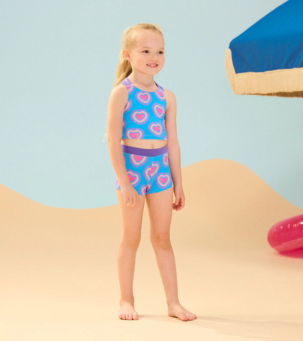 Hatley Girls Glowing Hearts Two-Piece Short Swimsuit