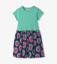 Load image into Gallery viewer, Hatley Girls Glowing Hearts Mixed Fabric Dress
