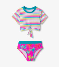 Load image into Gallery viewer, Hatley Girls Printed Palms Short Sleeve Tankini Set
