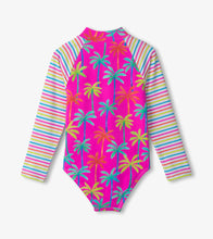 Load image into Gallery viewer, Hatley Girls Printed Palms Long Sleeve Rashguard Swimsuit
