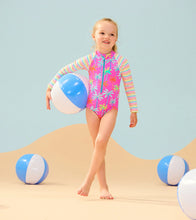 Load image into Gallery viewer, Hatley Girls Printed Palms Long Sleeve Rashguard Swimsuit
