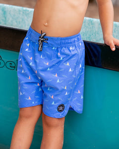 Feather 4 Arrow Boys Shark Fin Boardshort - Blue