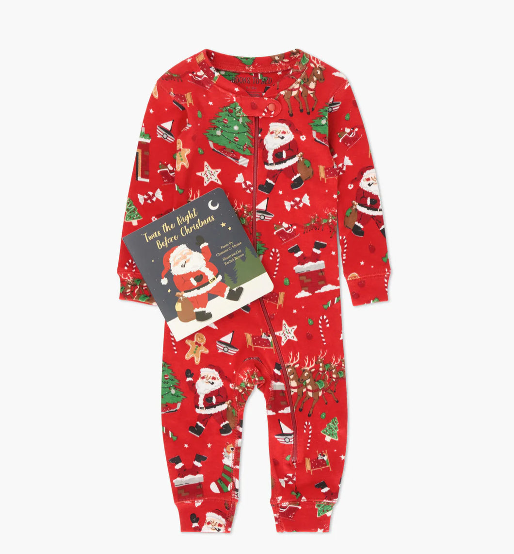 Hatley Books to Bed - Red Twas the Night Before Christmas Baby Coverall & Book Set