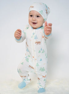 Silkberry Baby Boys Bamboo Footed Sleeper w/Two Way Zipper - Moose Woods Print