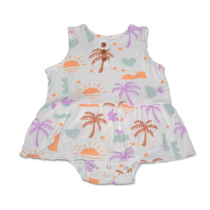 Silkberry Baby Girls Bamboo Skirt Bodysuit - Boho Surf Print