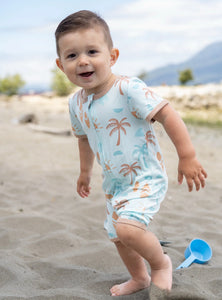 Silkberry Baby Boys Bamboo Short Sleeve Zippy Romper - Sunny Shores