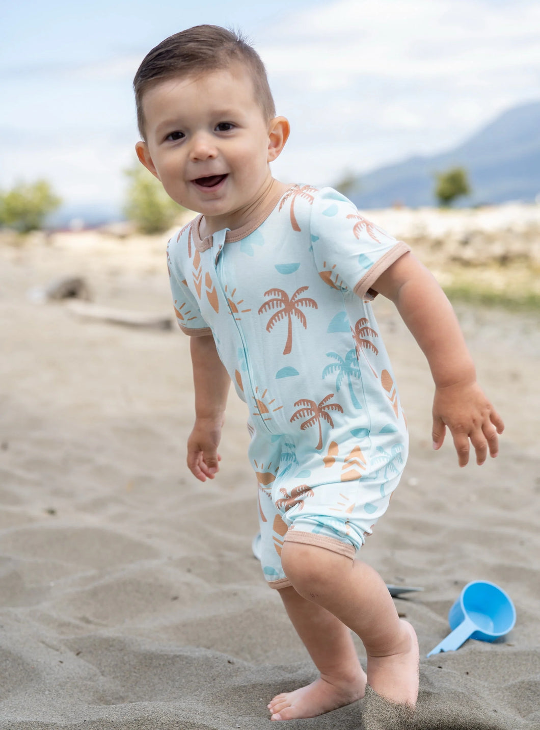 Silkberry Baby Boys Bamboo Short Sleeve Zippy Romper - Sunny Shores