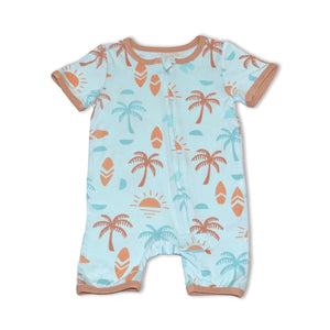 Silkberry Baby Boys Bamboo Short Sleeve Zippy Romper - Sunny Shores