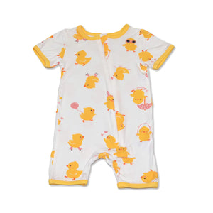 Silkberry Baby Bamboo Short Sleeve Zippy Romper - Little Chick Print