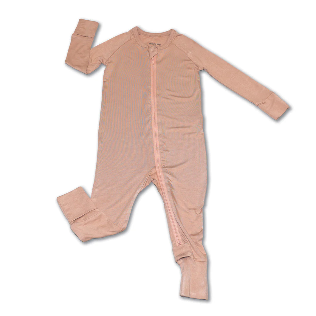 Silkberry Baby Bamboo 2-way Zipper Romper Sleeper w/Rollover Cuffs - Maple Sugar